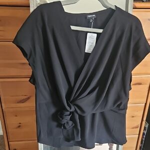 Torrid Black Wrap Tie Front Blouse